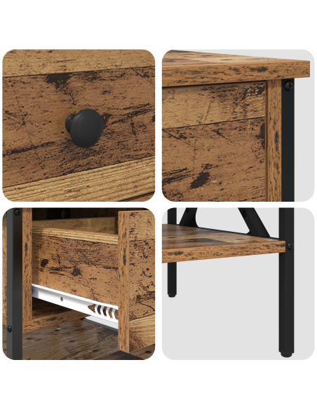 Comodino Legno Invecchiato 40x42x45 cm Legno ingegnerizzato
