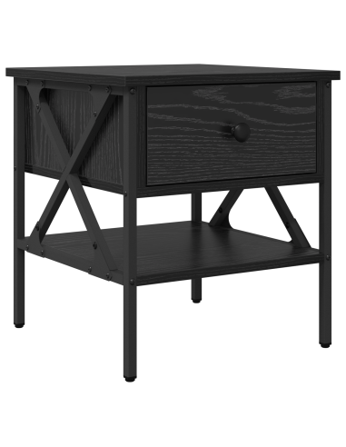 Comodino con cassetto Rovere nero 40 x 42 x 45 cm