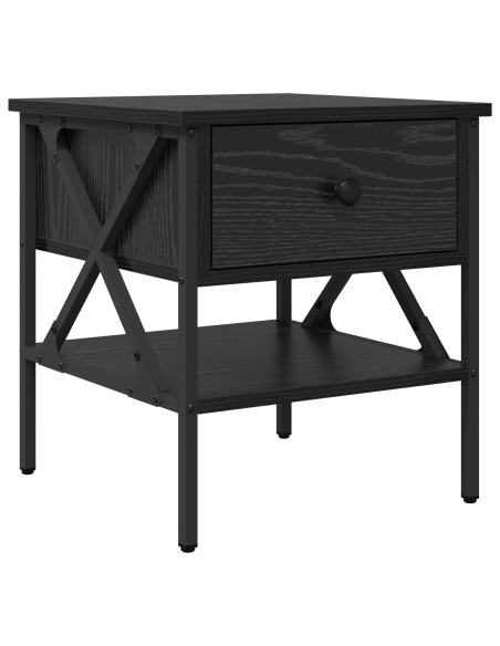 Comodino con cassetto Rovere nero 40 x 42 x 45 cm