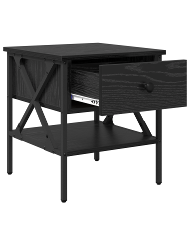 Comodino con cassetto Rovere nero 40 x 42 x 45 cm