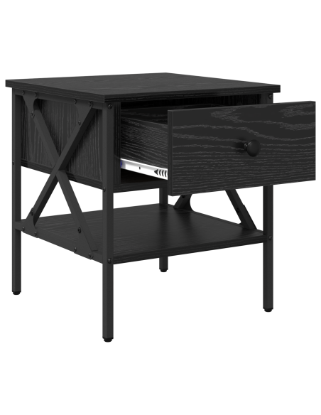 Comodino con cassetto Rovere nero 40 x 42 x 45 cm