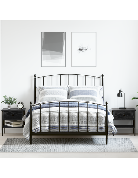 Comodino con cassetto 2 pcs Rovere nero 40 x 42 x 45 cm