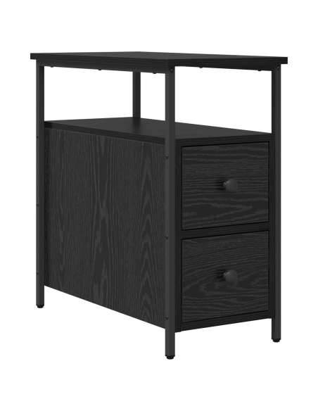 Armadio da Notte Rovere nero 30 x 60 x 60 cm Ferro e truciolato