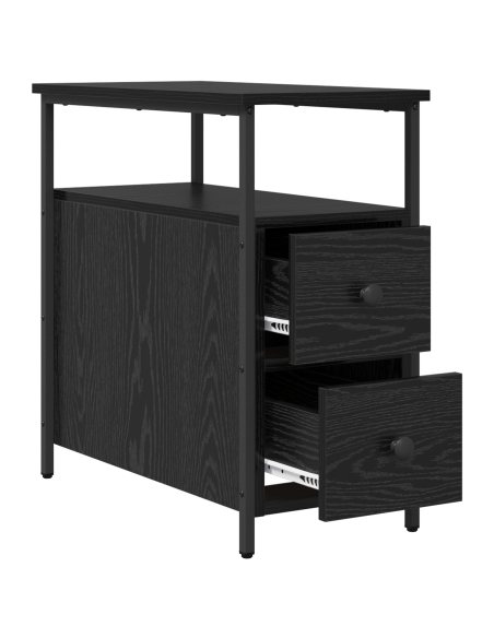 Armadio da Notte Rovere nero 30 x 60 x 60 cm Ferro e truciolato