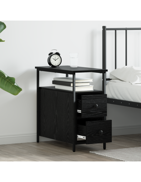 Armadio da Notte con cassetto 2 pcs Rovere nero 30 x 60 x 60 cm