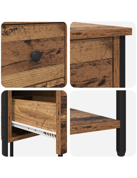 Armadio da Notte con cassetto Legno vecchio 32 x 42 x 70 cm
