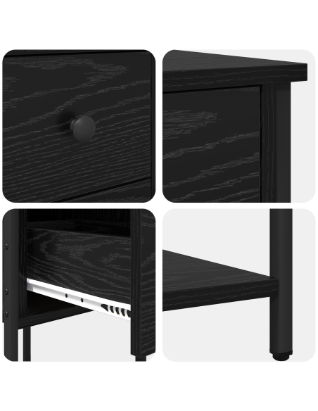 Armadio da Notte Rovere nero 32 x 42 x 70 cm Ferro e truciolato