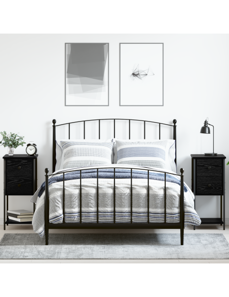Armadio da Notte con cassetto 2 pcs Rovere nero 32 x 42 x 70 cm