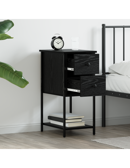 Armadio da Notte con cassetto 2 pcs Rovere nero 32 x 42 x 70 cm