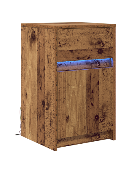Armadio da Letto LED con cassetto Legno vecchio 38 x 34 x 61 cm