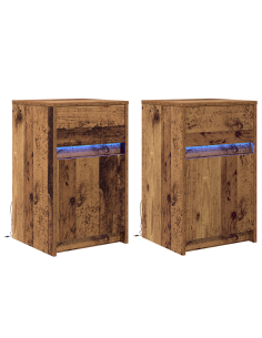 Armadio da Letto LED 2 pcs Legno vecchio 38 x 34 x 61 cm 2