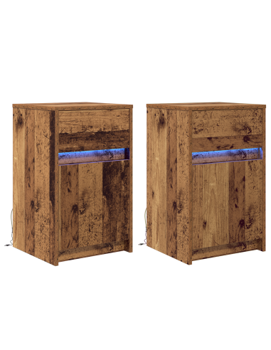 Armadio da Letto LED 2 pcs Legno vecchio 38 x 34 x 61 cm