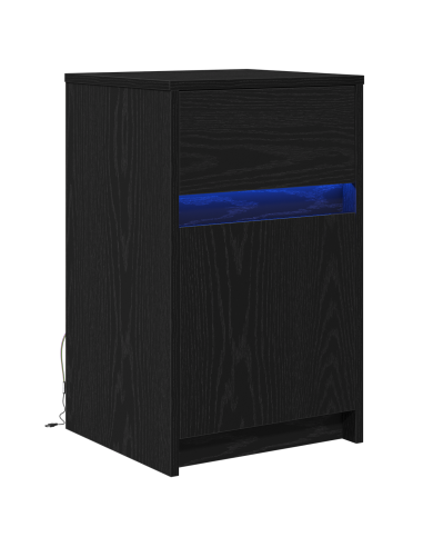 Armadio da Letto LED con cassetto Rovere nero 38 x 34 x 61 cm