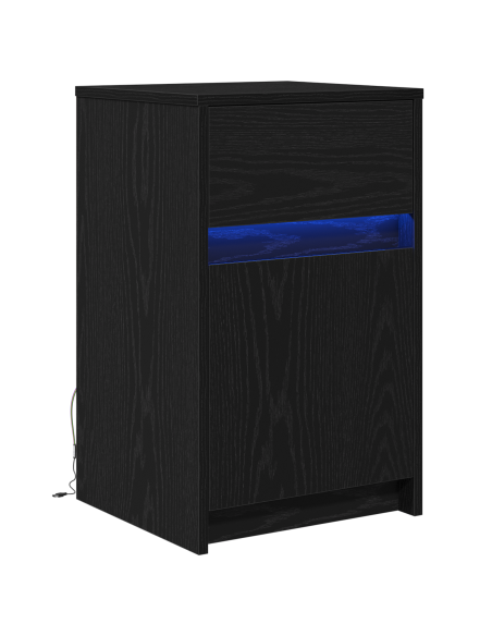 Armadio da Letto LED con cassetto Rovere nero 38 x 34 x 61 cm
