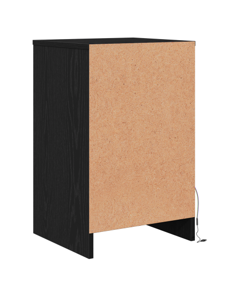 Armadio da Letto LED con cassetto Rovere nero 38 x 34 x 61 cm
