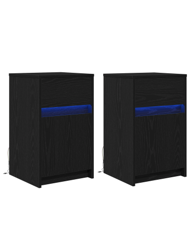 Armadio da Letto LED 2 pcs Rovere nero 38 x 34 x 61 cm