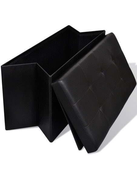Panchina con contenitore con cuscino Nero 84.5 x 41 x 41 cm