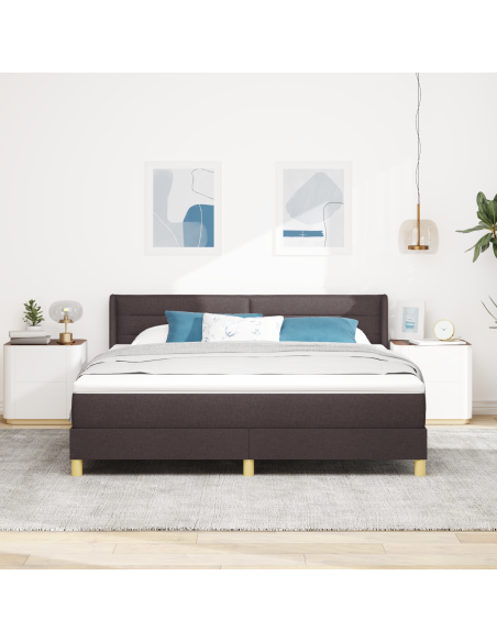 Letto a molle Marrone scuro e Bianco 180 x 200 cm Poliestere