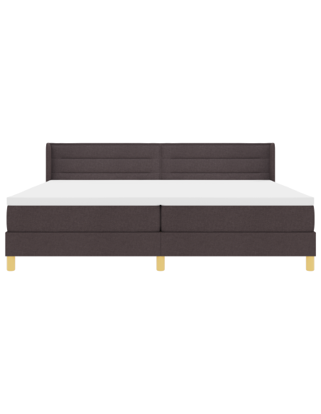 Letto a molle Marrone scuro e Bianco 200 x 200 cm Tessuto