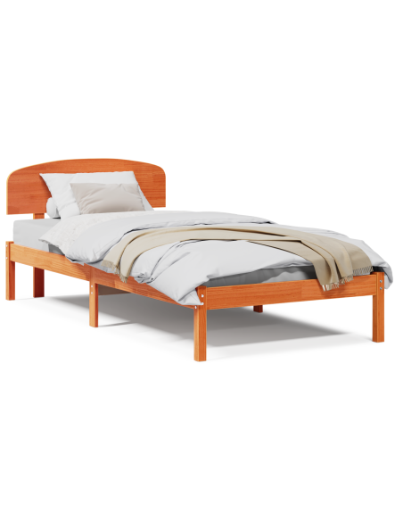 Struttura letto con testata Marrone cerato 90x200 cm Legno massello di pino
