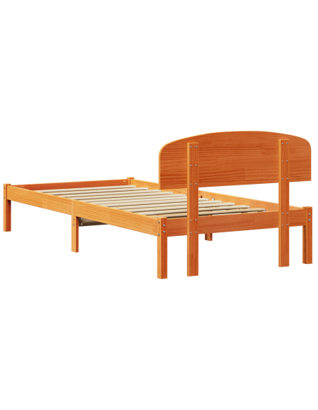 Struttura letto con testata Marrone cerato 90x200 cm Legno massello di pino