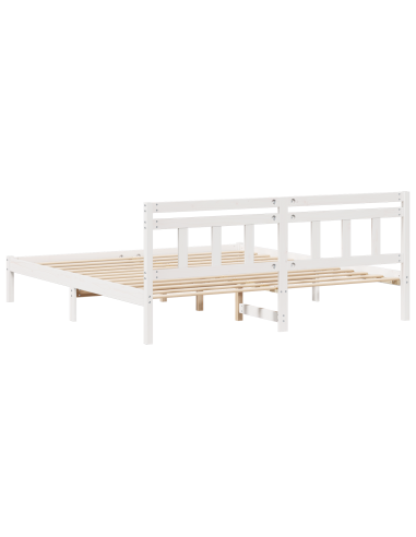 Struttura del letto con testiera Bianco Legno di pino massello