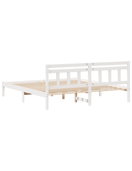 Struttura del letto con testiera Bianco Legno di pino massello