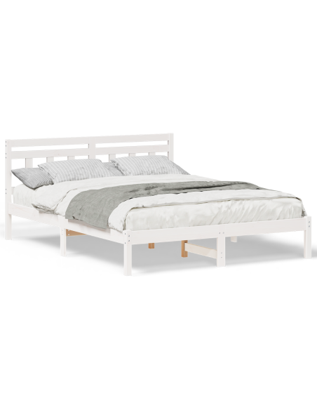 Struttura del letto Bianco 160 x 200 cm Pino massello