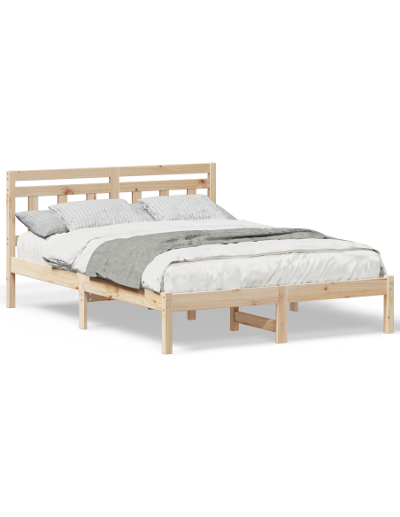 Struttura del letto Marrone 140 x 190 cm Legno di pino massello