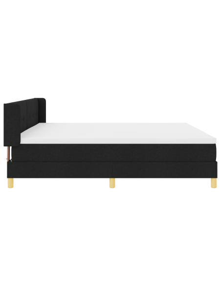 Letto a molle Nero 200 x 200 cm Rivestimento e Legno e Schiuma
