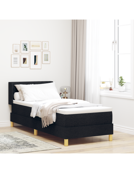 Letto a molle Nero e Bianco e Nero 80 x 200 cm Tessuto