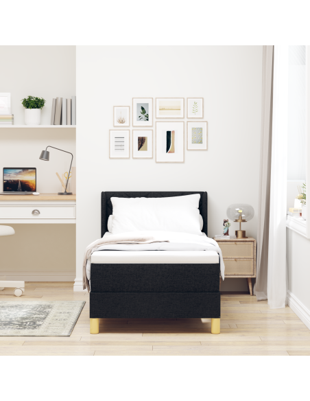 Letto a molle Nero e Bianco e Nero 80 x 200 cm Tessuto