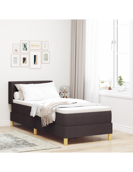 Letto a molle Marrone scuro e Bianco 80 x 200 cm Tessuto