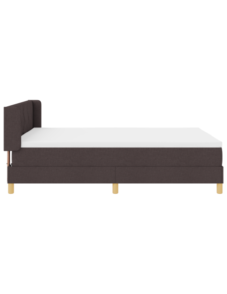 Letto a molle Marrone scuro e Bianco 140 x 190 cm Tessuto