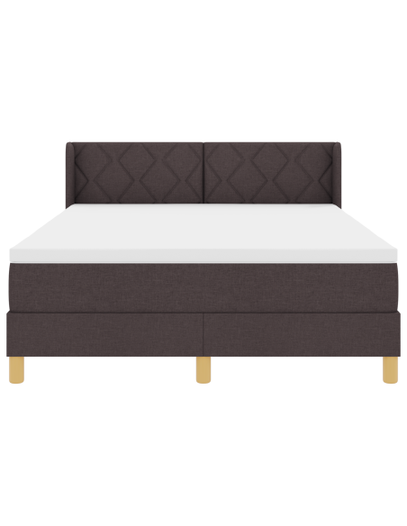Letto a molle Marrone scuro e Bianco 140 x 200 cm Tessuto