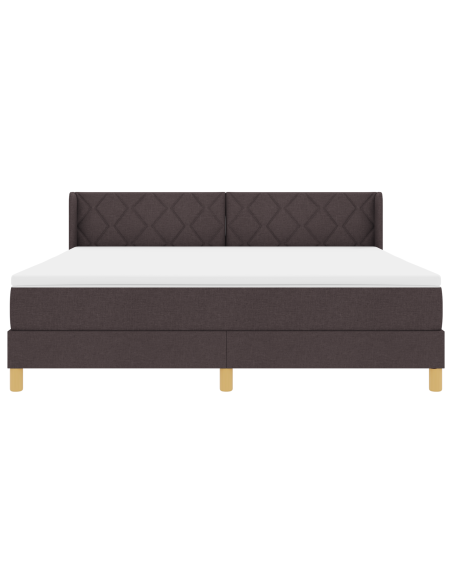 Letto a molle Marrone scuro e Bianco 180 x 200 cm Poliestere