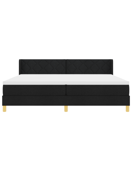Letto a molle con testiera Nero e Bianco 200 x 200 cm Schiuma