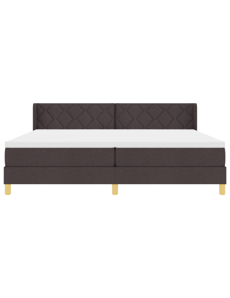 Letto a molle Marrone scuro e Bianco 200 x 200 cm Tessuto