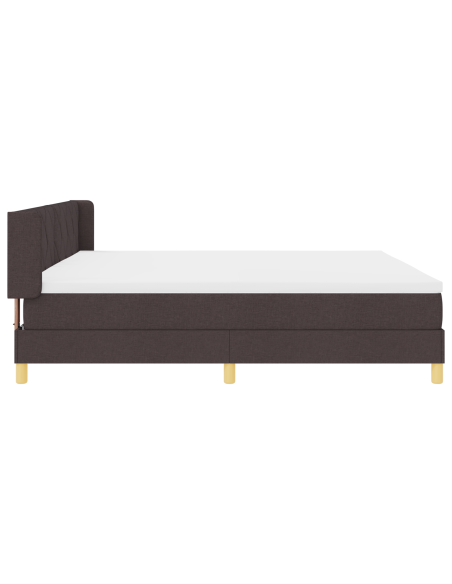 Letto a molle Marrone scuro e Bianco 200 x 200 cm Tessuto