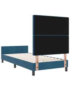 Letto a molle con testiera Blu Scuro 90 x 190 cm Velluto 2