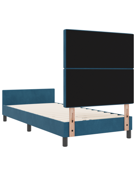 Letto a molle con testiera Blu Scuro 90 x 190 cm Velluto