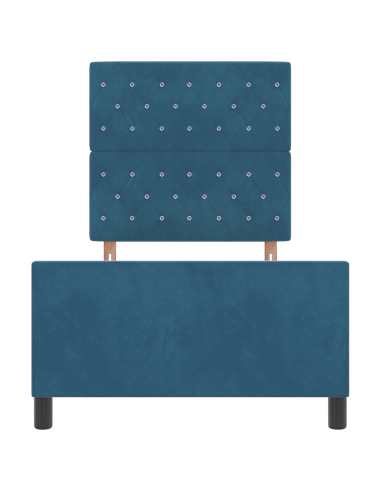 Letto a molle con testiera Blu Scuro 90 x 190 cm Velluto