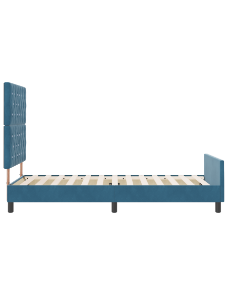 Letto a molle con testiera Blu Scuro 90 x 190 cm Velluto
