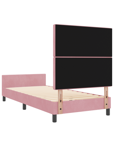 Letto a molle con testiera Rosa 90 x 190 cm Velluto