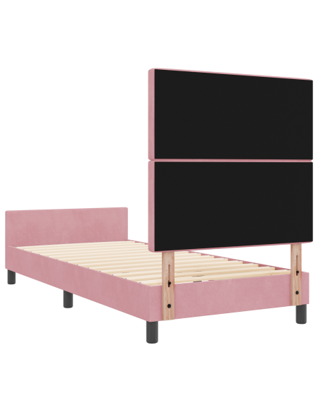 Letto a molle con testiera Rosa 90 x 190 cm Velluto