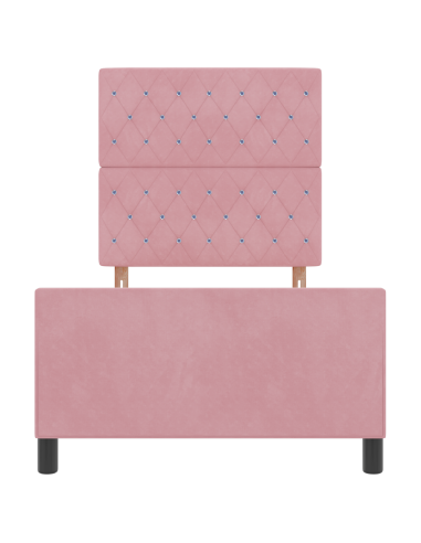Letto a molle con testiera Rosa 90 x 190 cm Velluto