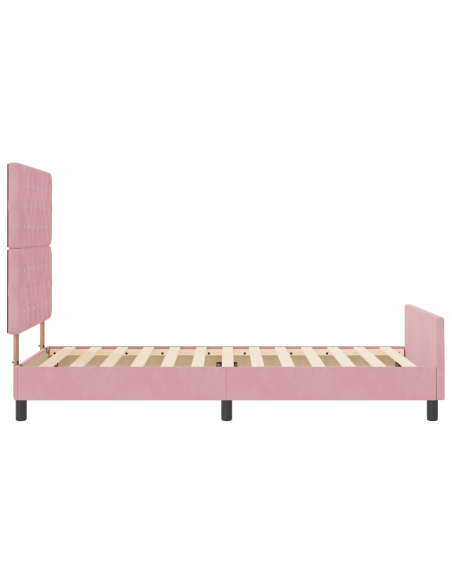 Letto a molle con testiera Rosa 90 x 190 cm Velluto