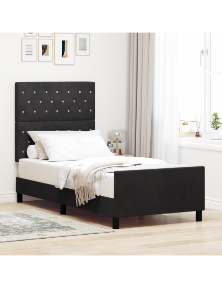 Struttura Letto Nera 90x200 cm in Velluto