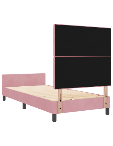 Letto a molle con testiera Rosa 90 x 190 cm Velluto