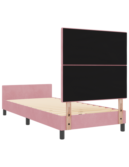 Letto a molle con testiera Rosa 90 x 190 cm Velluto